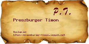 Preszburger Timon névjegykártya